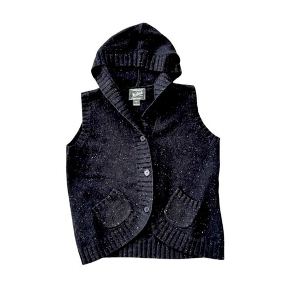 Vintage Woolrich rabbit hair blend hooded black sweater vest. Women's size L - Picture 1 of 11